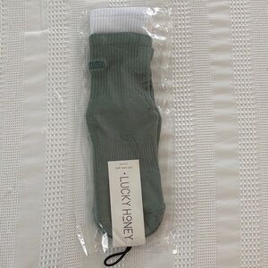 Lucky Honey- Green and White Grip Socks
